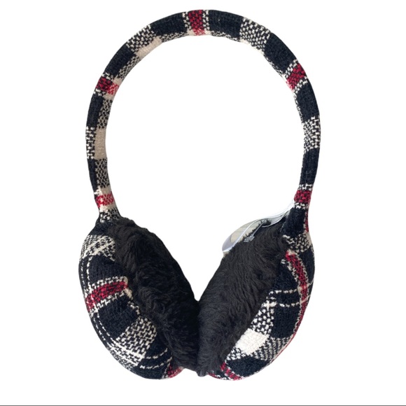 Charter Club Earmuffs Plaid Chenille Red And Black NWOT - Picture 4 of 5